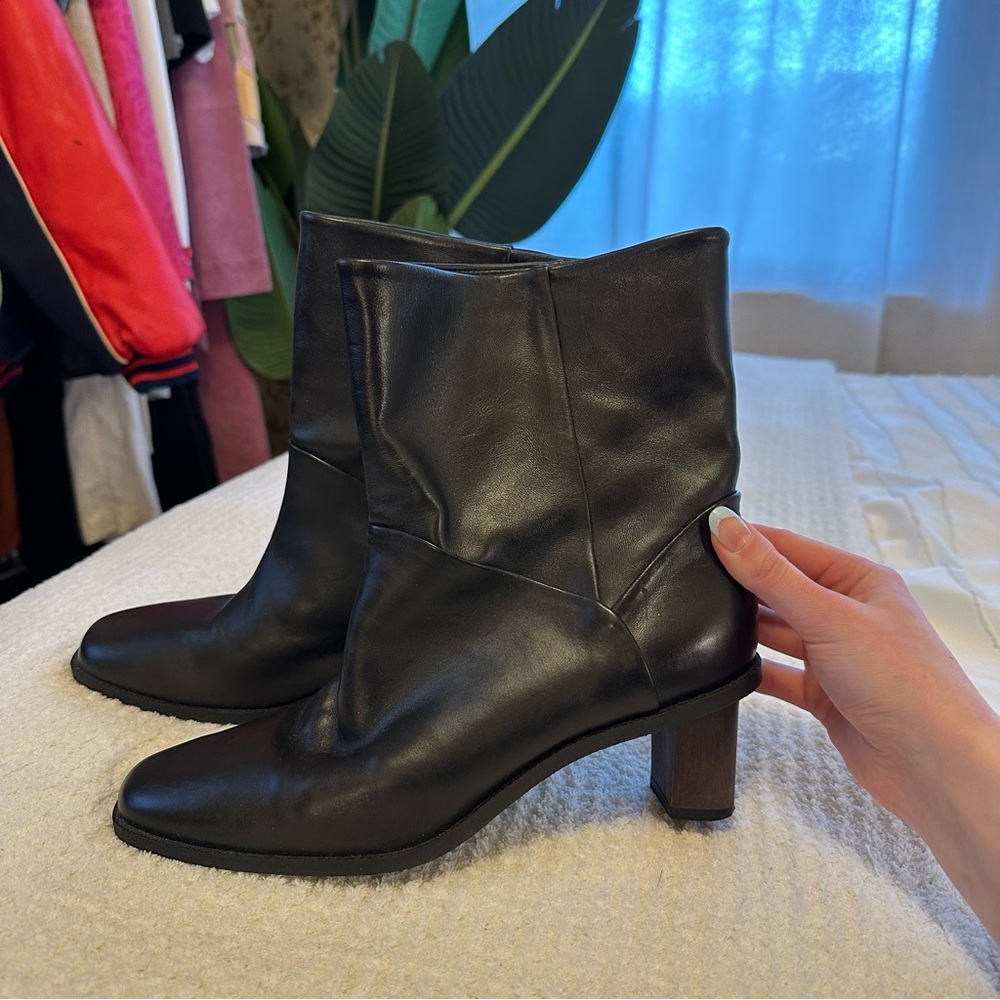 COS black leather ankle booties sz 8